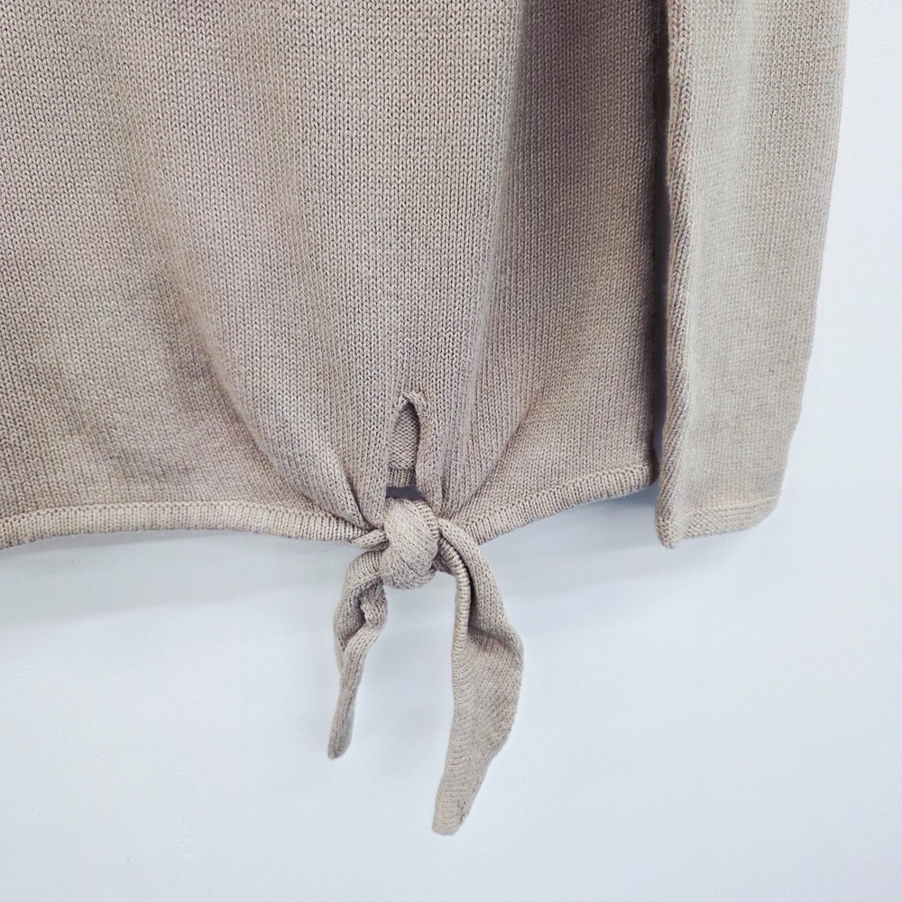 Pure Jill‎ Womens XS Petite Tan Cotton Wool Knit Sweater Long Sleeve Tie Hem Top - Picture 6 of 14